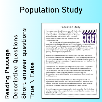 Population Study | Reading Comprehension Passage Printable Worksheet