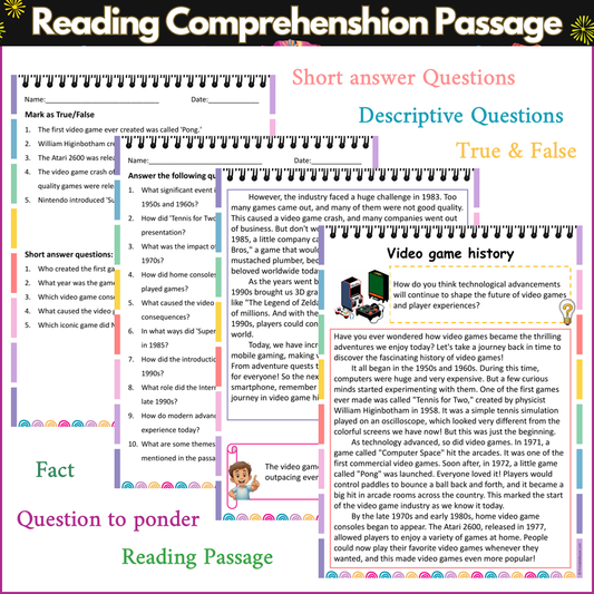 Video game history | Reading Comprehension Passage and Questions