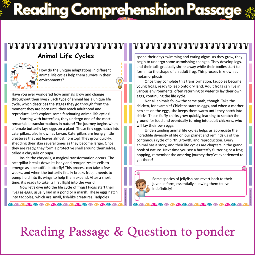 Animal Life Cycles | Reading Comprehension Passage and Questions