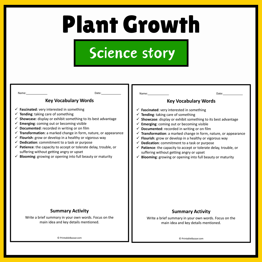 Plant Growth | Science Story Reading Comprehension Activity