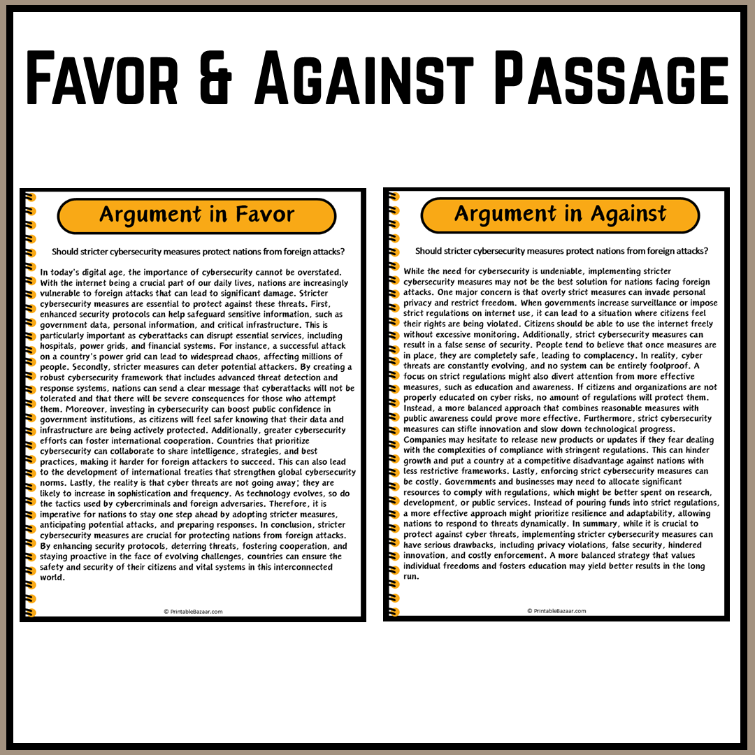 Should stricter cybersecurity measures protect nations from foreign attacks? | Debate Case Study Worksheet