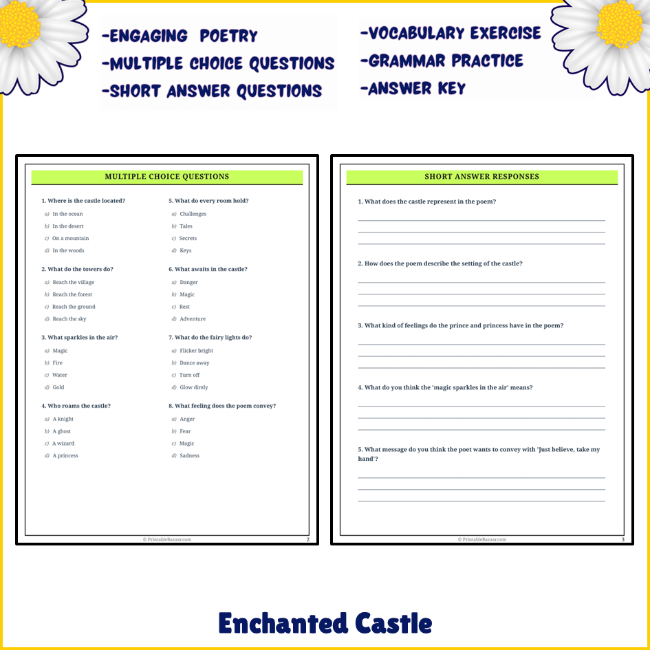 Enchanted Castle | Poem Grammar Worksheet Printable Activity