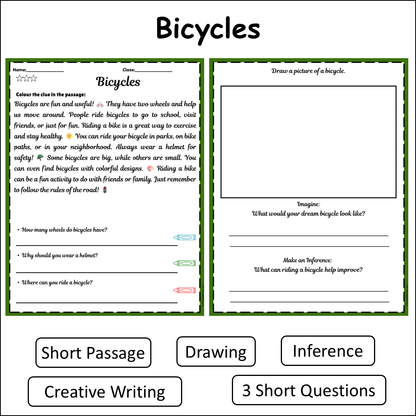 Bicycles | Short Reading Comprehension Creative Worksheet