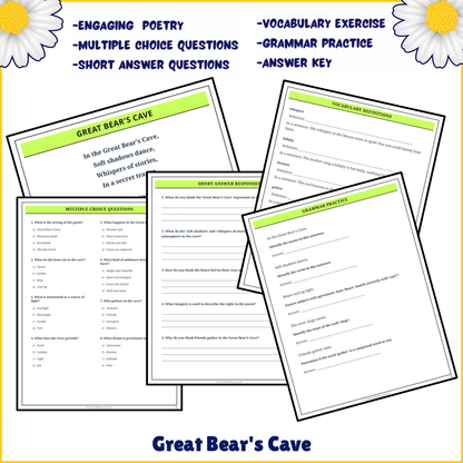 Great Bear's Cave | Poem Grammar Worksheet Printable Activity