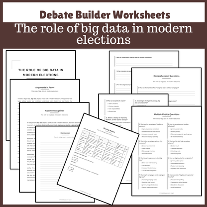 The role of big data in modern elections | Favour and Against Worksheet Printable Activity