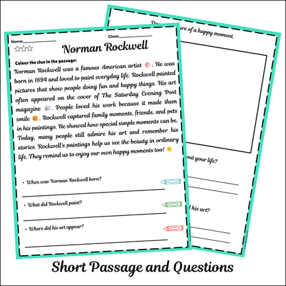 Norman Rockwell | Short Reading Comprehension Creative Worksheet