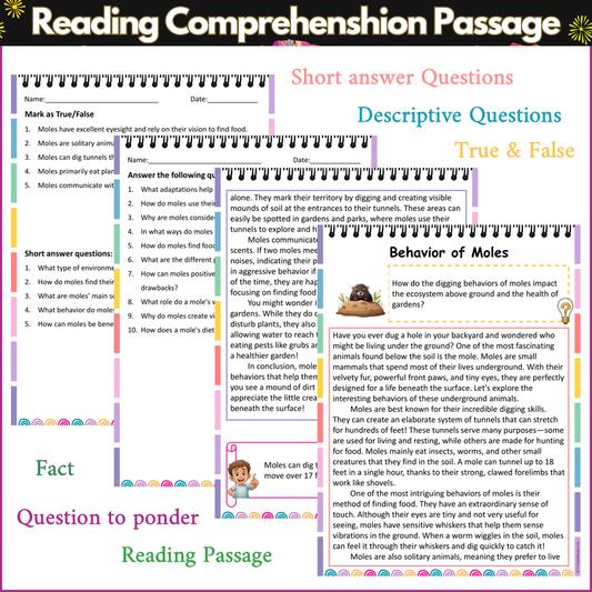 Behavior of Moles | Reading Comprehension Passage and Questions
