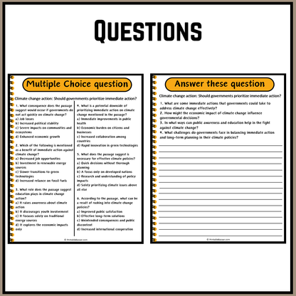 Climate change action: Should governments prioritize immediate action? | Debate Case Study Worksheet