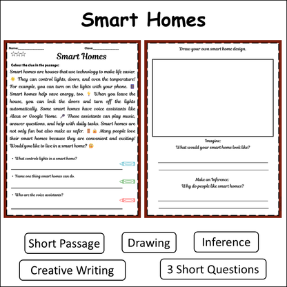Smart Homes | Short Reading Comprehension Creative Worksheet