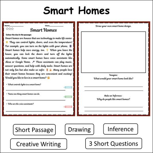 Smart Homes | Short Reading Comprehension Creative Worksheet