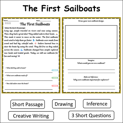 The First Sailboats | Short Reading Comprehension Creative Worksheet