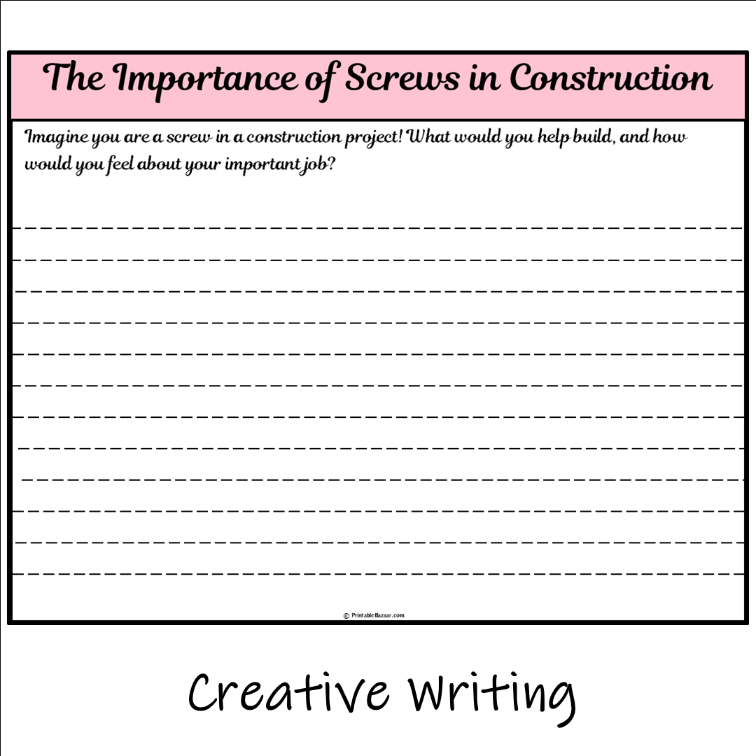 The Importance of Screws in Construction | Main Idea and Supporting Details Reading Passage and Questions