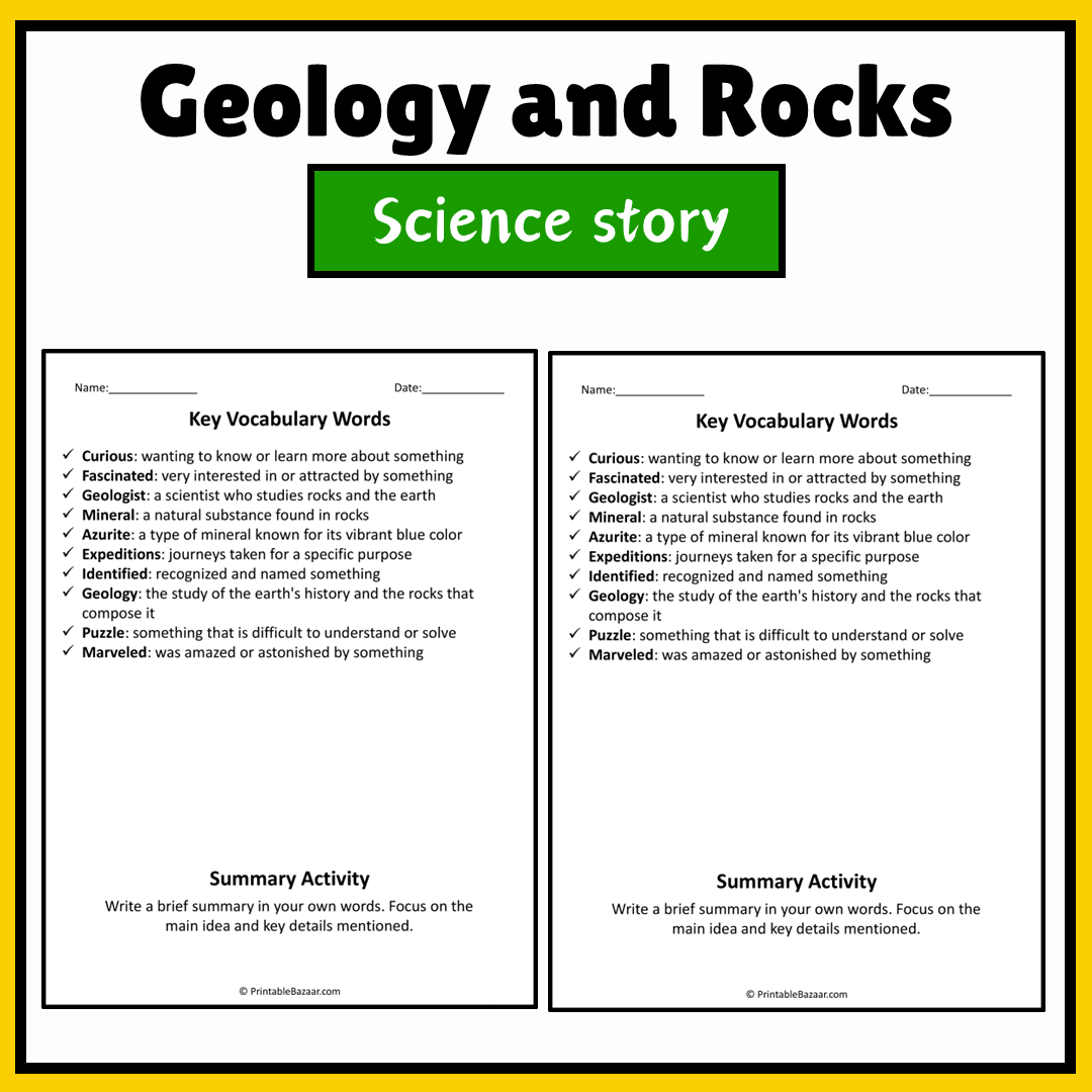 Geology and Rocks | Science Story Reading Comprehension Activity
