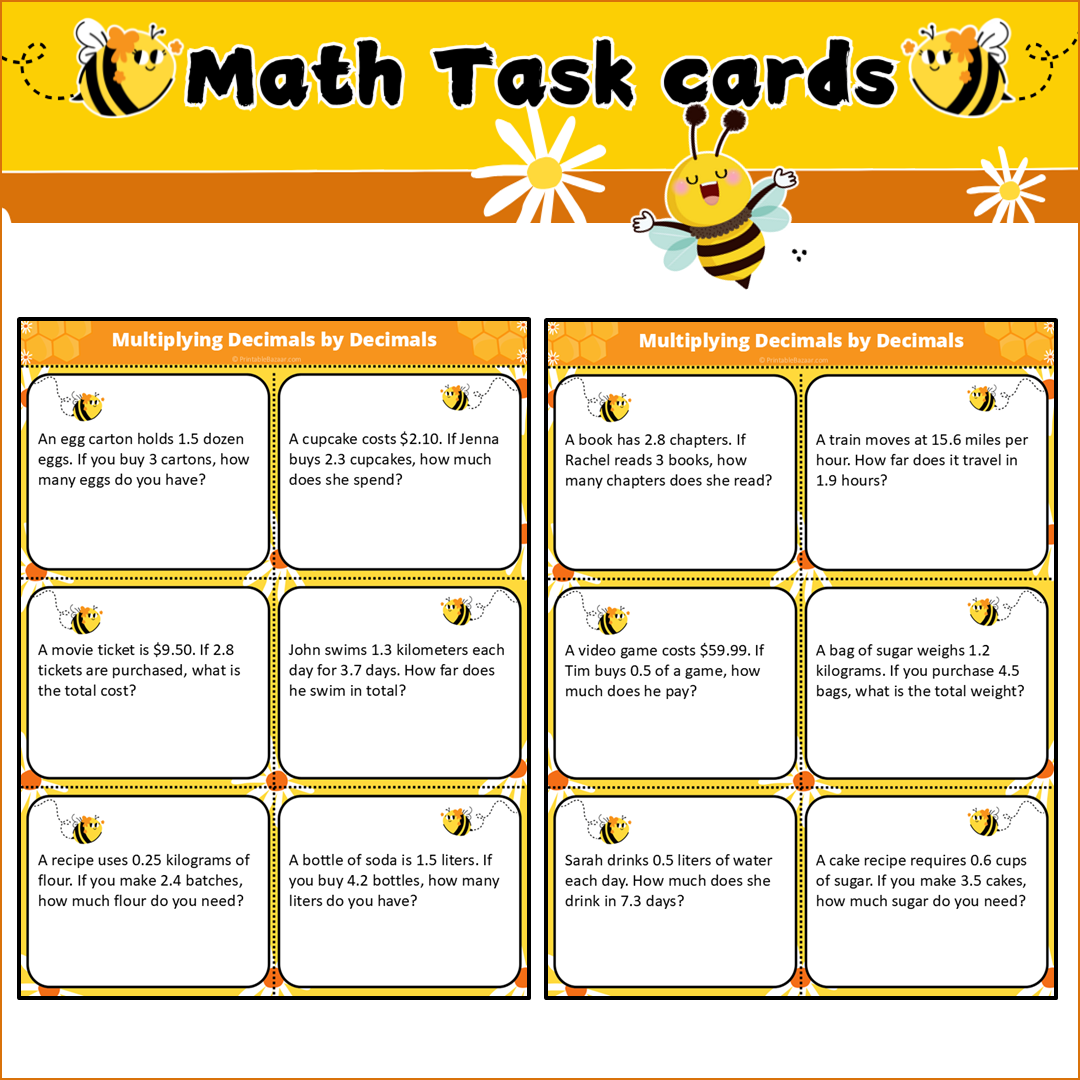 Multiplying Decimals by Decimals | Math Task Cards