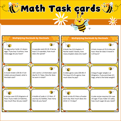 Multiplying Decimals by Decimals | Math Task Cards