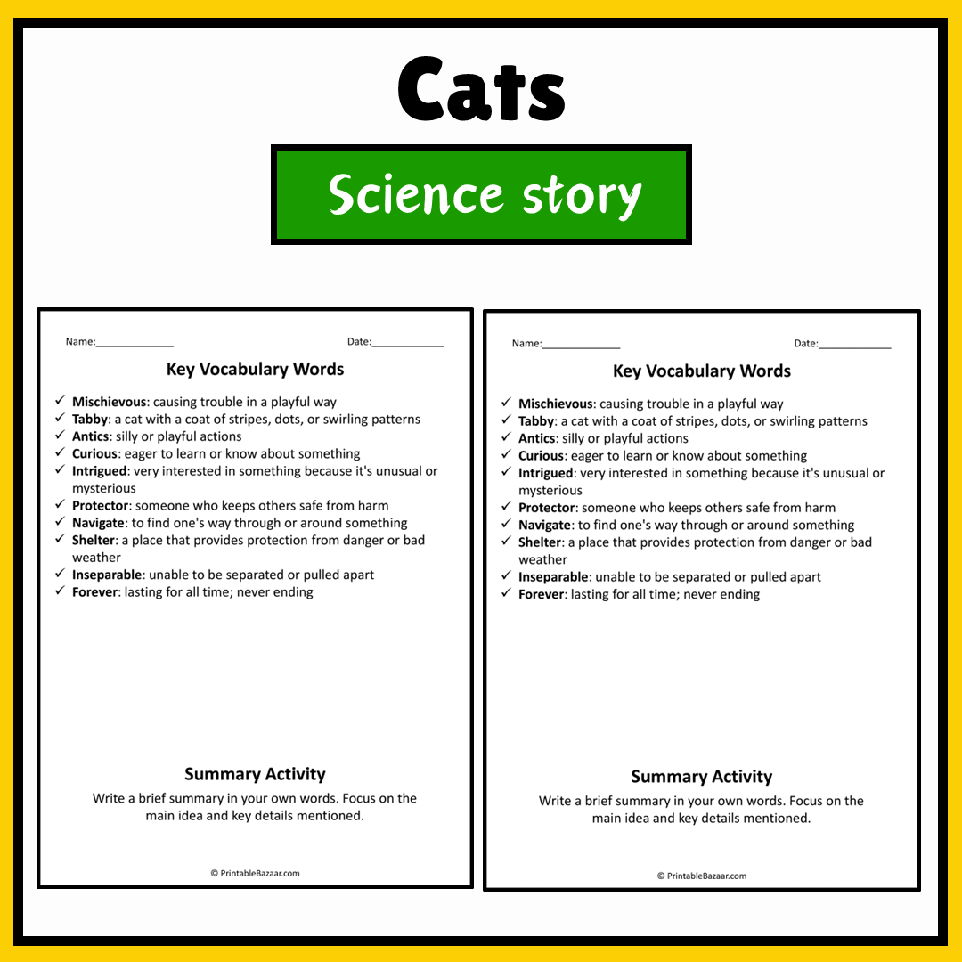 Cats | Science Story Reading Comprehension Activity