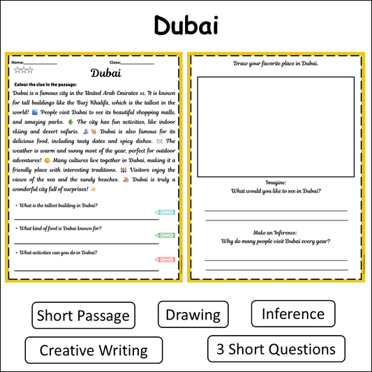 Dubai | Short Reading Comprehension Creative Worksheet