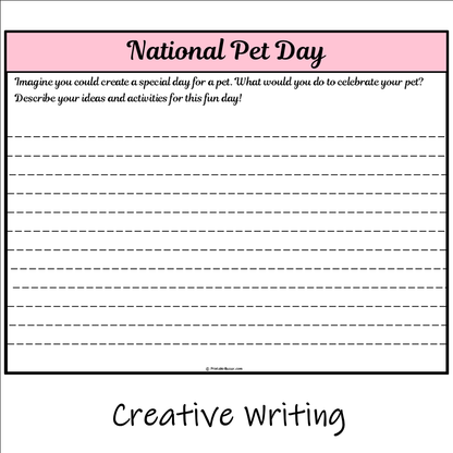 National Pet Day | Main Idea and Supporting Details Reading Passage and Questions