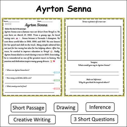 Ayrton Senna | Short Reading Comprehension Creative Worksheet