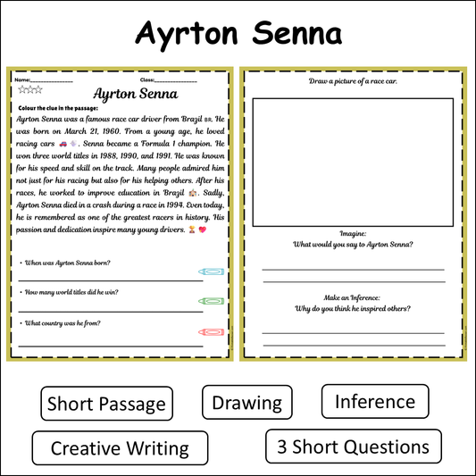 Ayrton Senna | Short Reading Comprehension Creative Worksheet