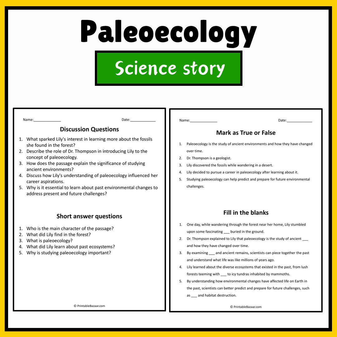 Paleoecology | Science Story Reading Comprehension Activity