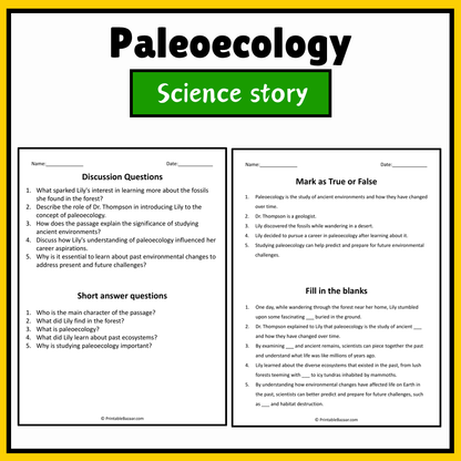 Paleoecology | Science Story Reading Comprehension Activity