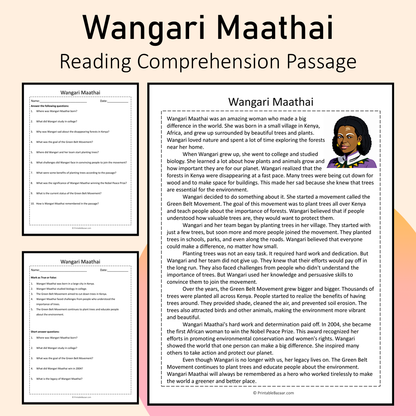 Wangari Maathai | Reading Comprehension Passage Printable Activity