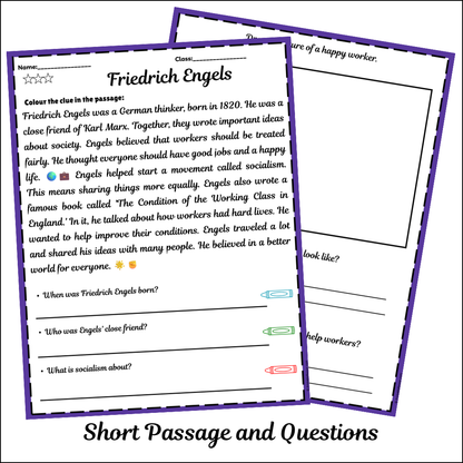 Friedrich Engels | Short Reading Comprehension Creative Worksheet