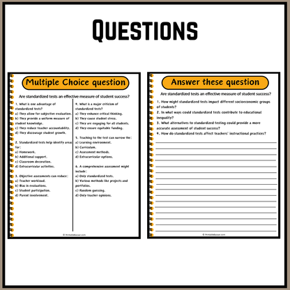 Are standardized tests an effective measure of student success? | Debate Case Study Worksheet