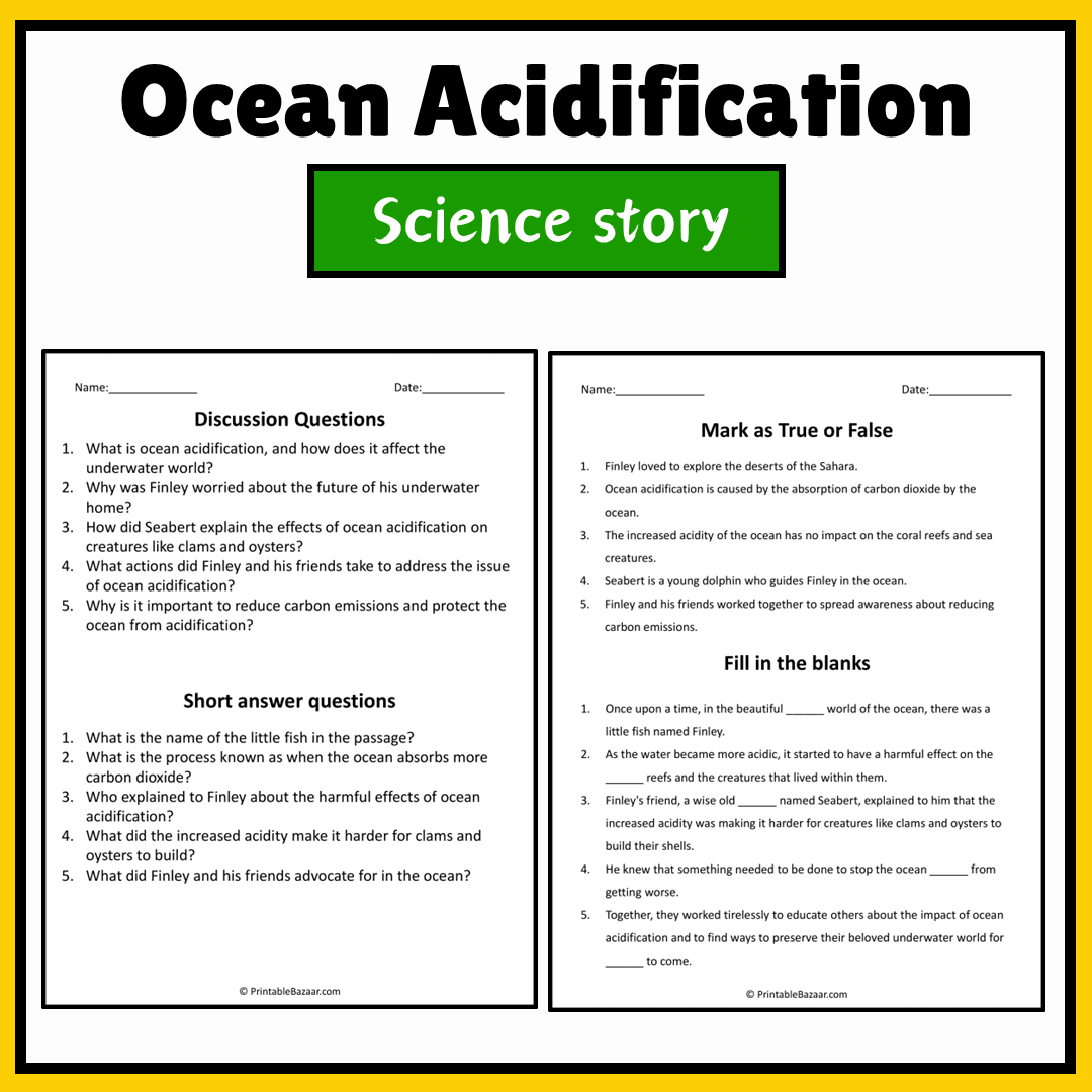 Ocean Acidification | Science Story Reading Comprehension Activity
