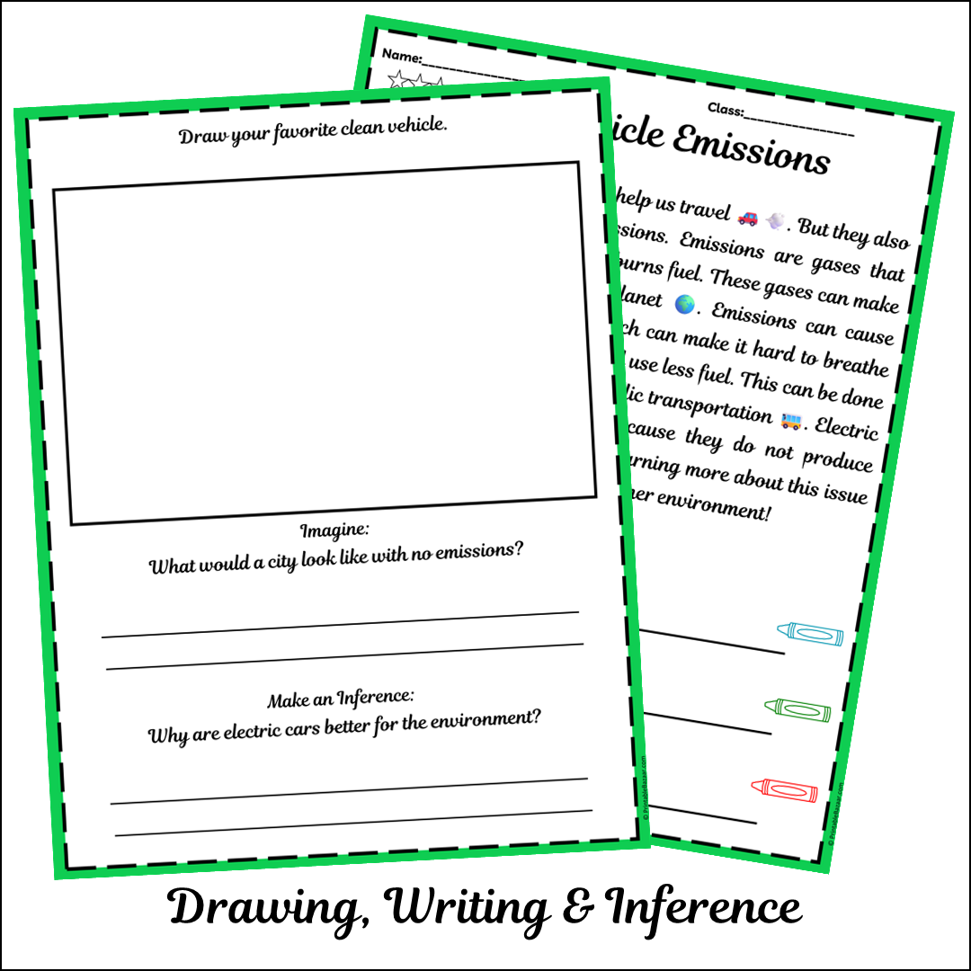 Vehicle Emissions | Short Reading Comprehension Creative Worksheet