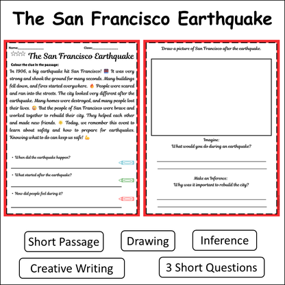 The San Francisco Earthquake | Short Reading Comprehension Creative Worksheet