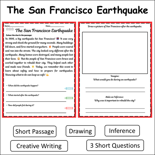 The San Francisco Earthquake | Short Reading Comprehension Creative Worksheet