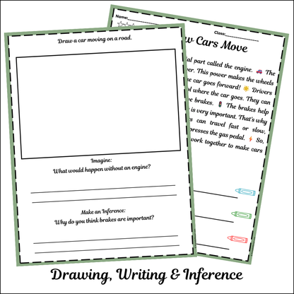 How Cars Move | Short Reading Comprehension Creative Worksheet