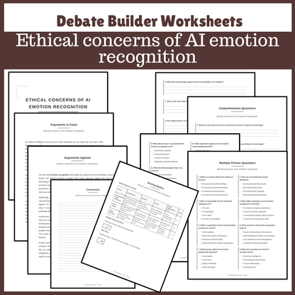 Ethical concerns of AI emotion recognition | Favour and Against Worksheet Printable Activity