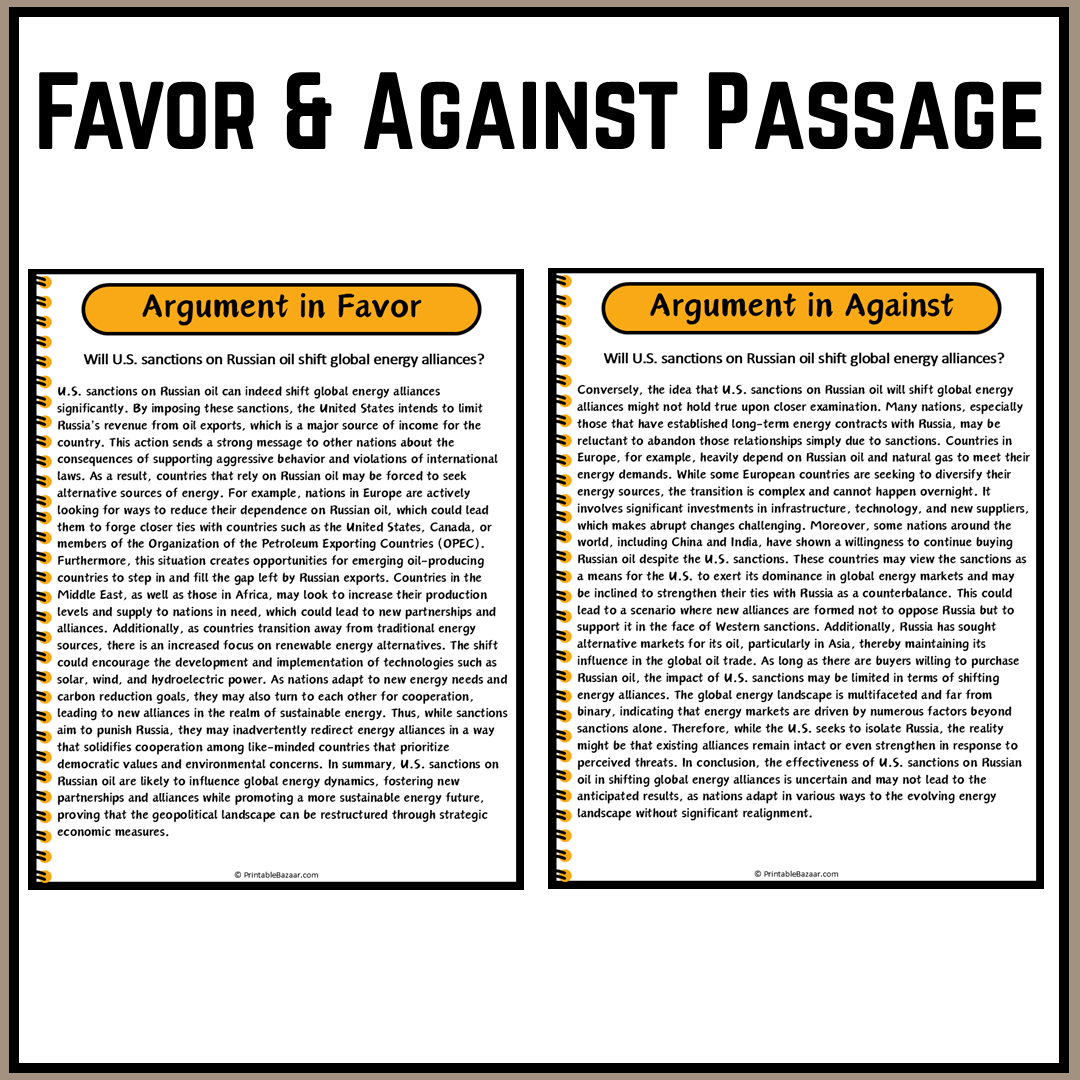 Will U.S. sanctions on Russian oil shift global energy alliances? | Debate Case Study Worksheet