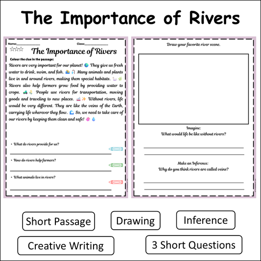 The Importance of Rivers | Short Reading Comprehension Creative Worksheet