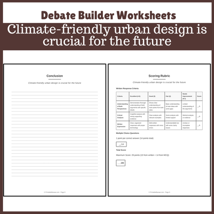 Climate-friendly urban design is crucial for the future | Favour and Against Worksheet Printable Activity