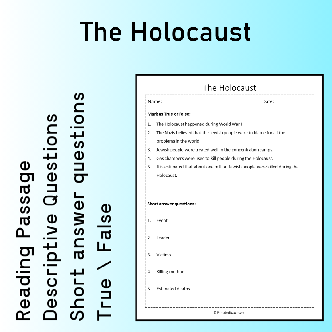 The Holocaust | Reading Comprehension Passage Printable Worksheet