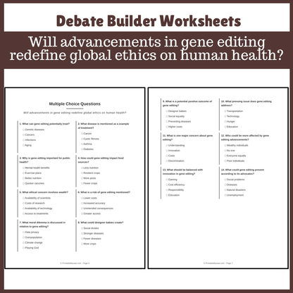 Will advancements in gene editing redefine global ethics on human health? | Favour and Against Worksheet Printable Activity