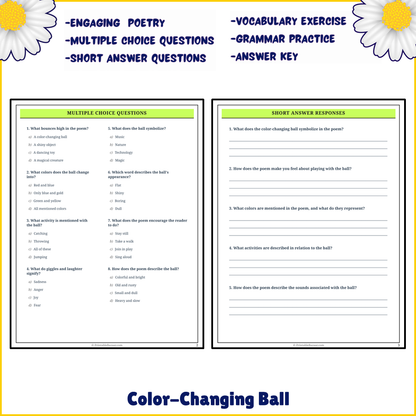 Color-Changing Ball | Poem Grammar Worksheet Printable Activity