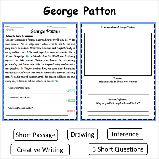 George Patton | Short Reading Comprehension Creative Worksheet