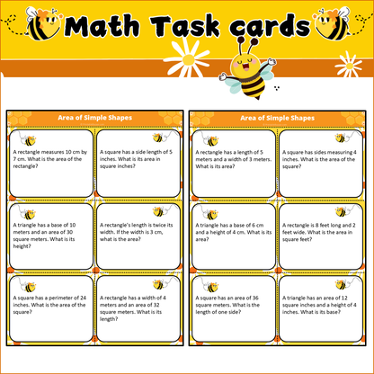 Area of Simple Shapes | Math Task Cards