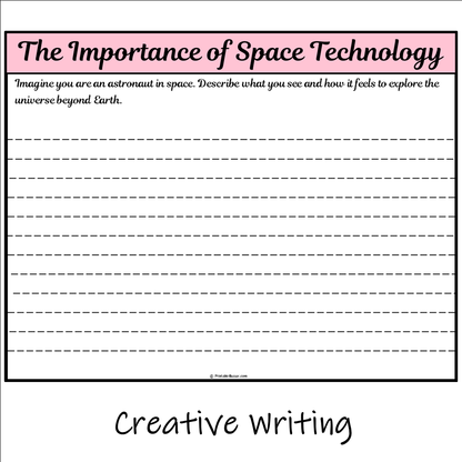 The Importance of Space Technology | Main Idea and Supporting Details Reading Passage and Questions