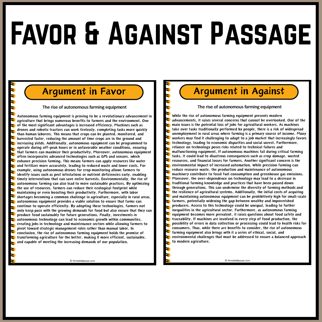 The rise of autonomous farming equipment | Debate Case Study Worksheet