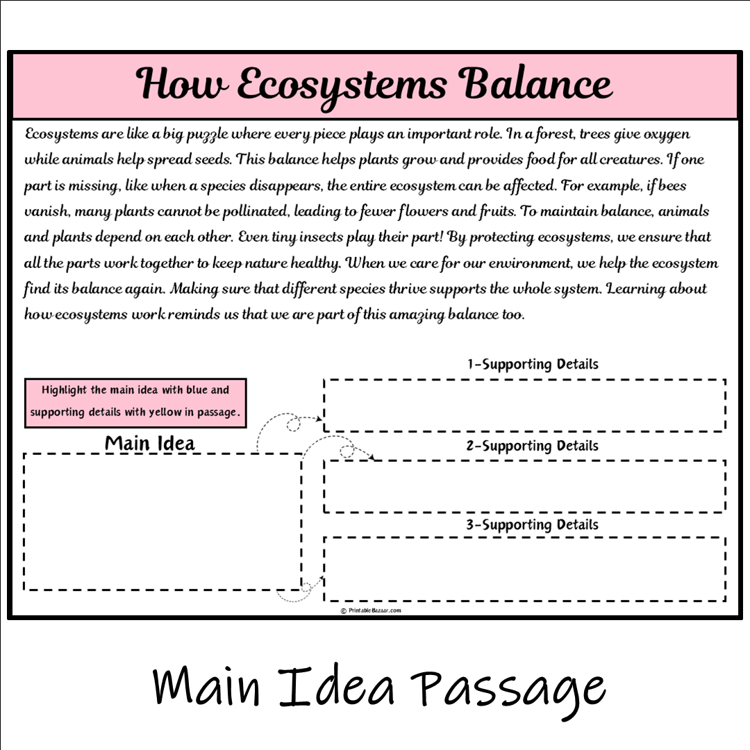 How Ecosystems Balance | Main Idea and Supporting Details Reading Passage and Questions