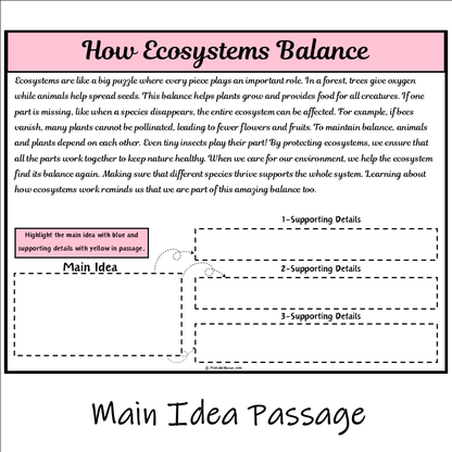 How Ecosystems Balance | Main Idea and Supporting Details Reading Passage and Questions