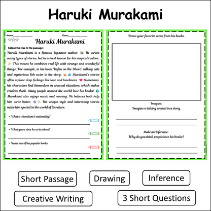 Haruki Murakami | Short Reading Comprehension Creative Worksheet