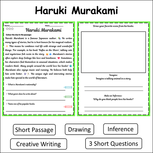 Haruki Murakami | Short Reading Comprehension Creative Worksheet