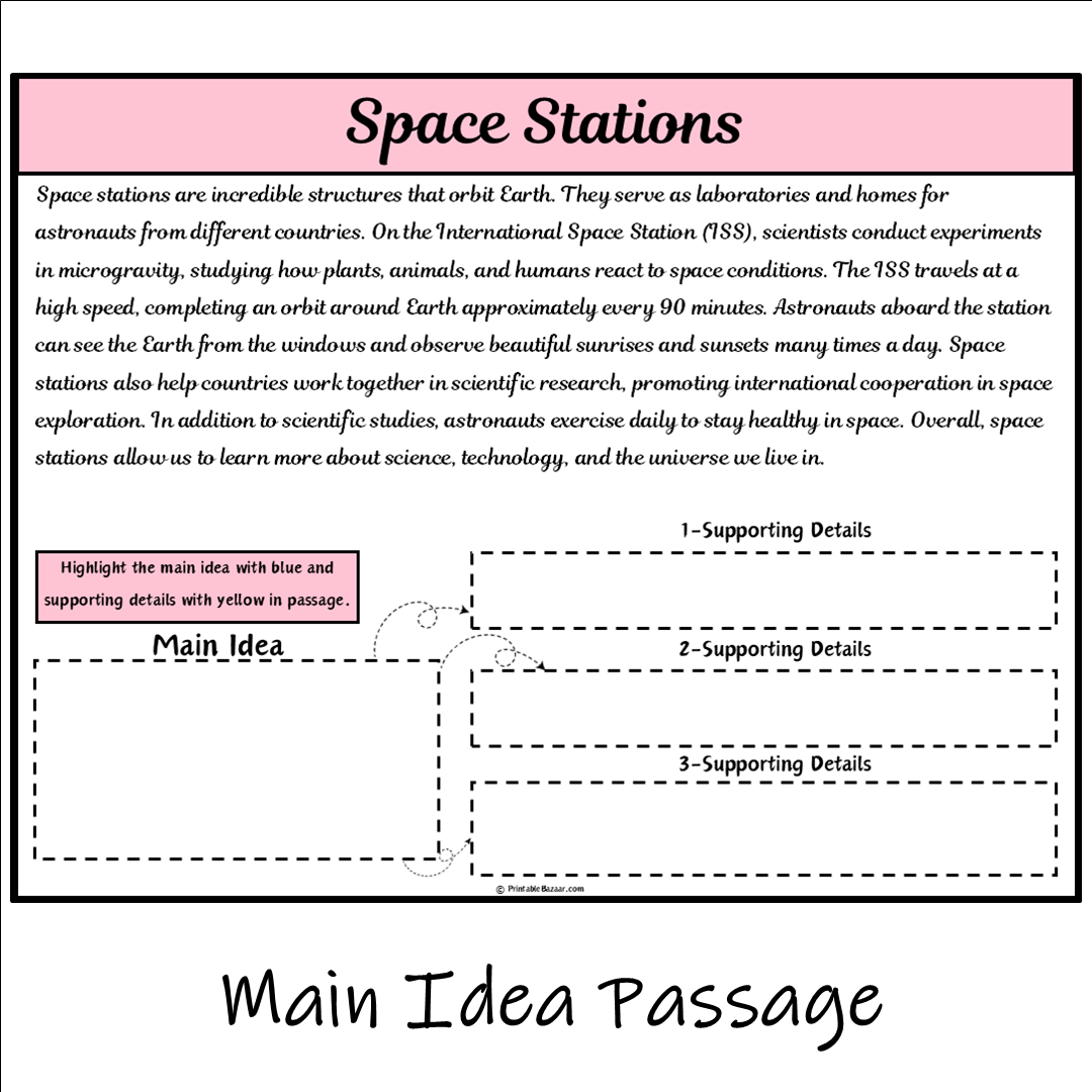 Space Stations | Main Idea and Supporting Details Reading Passage and Questions